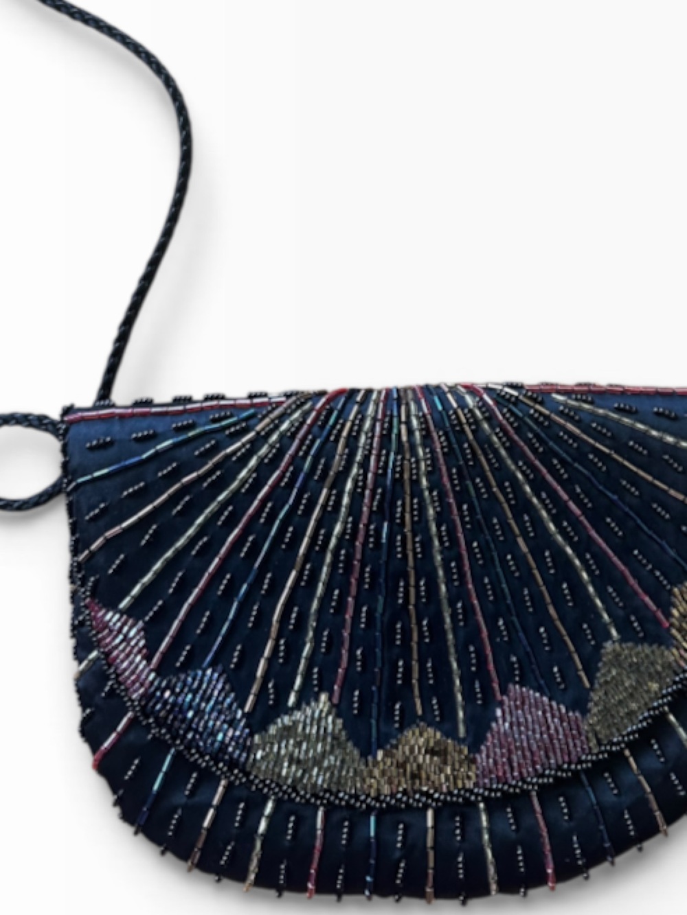 Vintage Beaded Purse Black Multicolor Art Deco Clutch Crossbody Purse